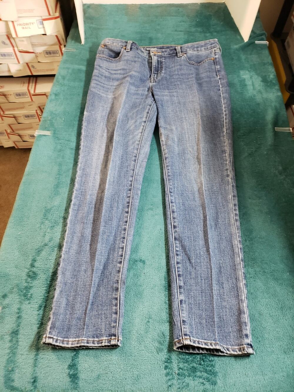 Talbots Jeans Size 10 Womens Blue Denim Stretch Pants Ladies Mid Rise Slim Ankle